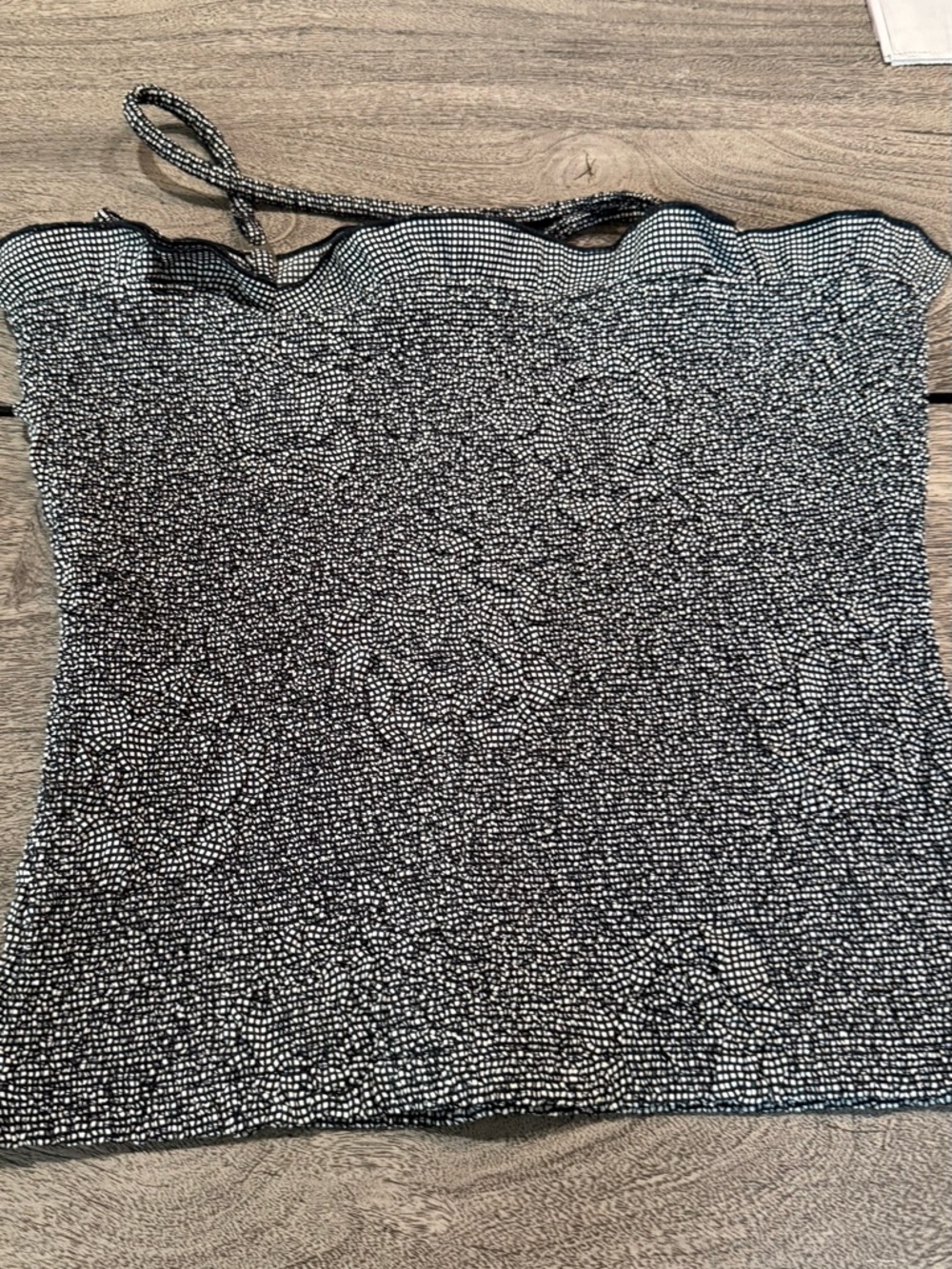 CHANEL Black & White Smocked Dot Strapless Camisole
